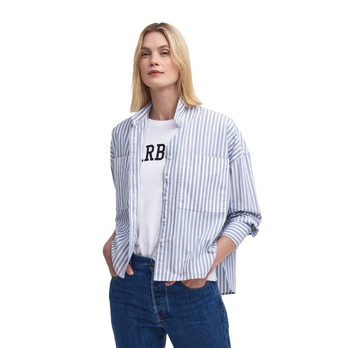 Barbour Violetta Črtasta Srajca z dolgimi rokavi