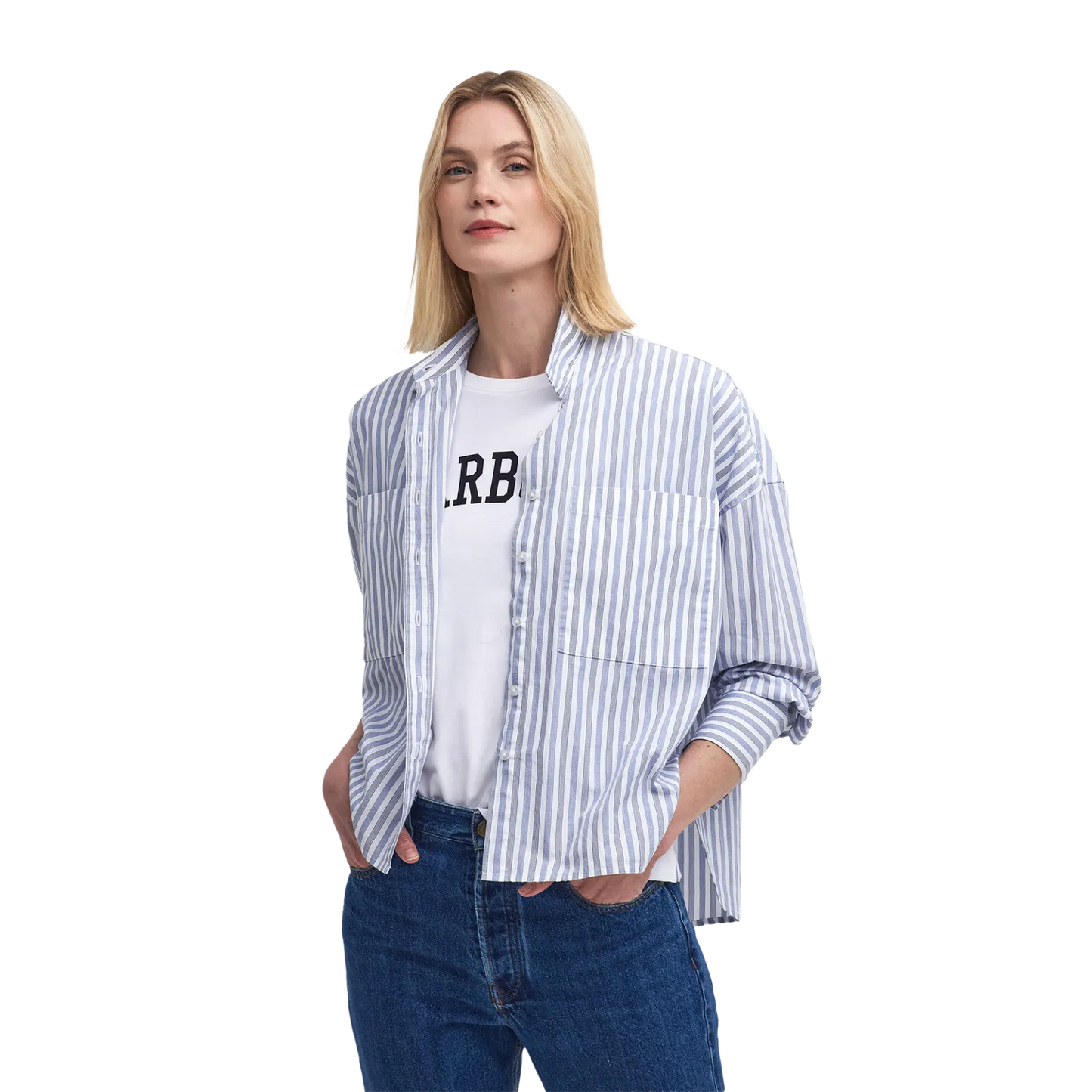 Barbour Violetta Črtasta Srajca z dolgimi rokavi