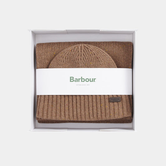 Barbour Carlton Fleck Beanie & Scarf Gift Set